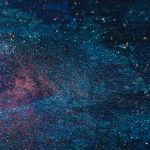 blue and red galaxy artwork