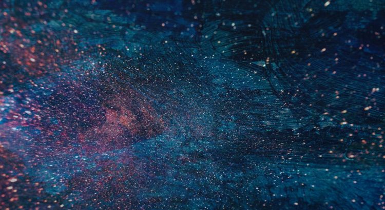 blue and red galaxy artwork